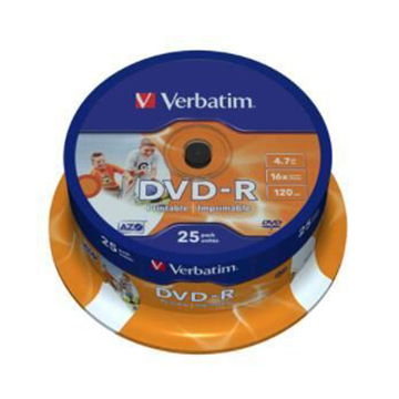 Verbatim Stampabile DVD-R 4.7GB 16x 120min Conf.25Pz