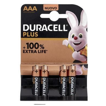 DURACELL MINI STILO AAA  PLUS 100% EXTRA LIFE  BL*4 CONFEZIONI DA 10 PEZZI