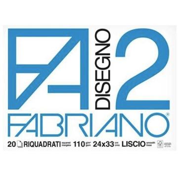 FABRIANO F2 BLOCCO 24X33 RIQUADRATI   LISCI 110GR      20FG