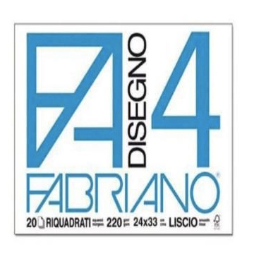 FABRIANO F4 BLOCCO 24X33 RIQUADRATI  LISCIO  220GR      20FG 5201597
